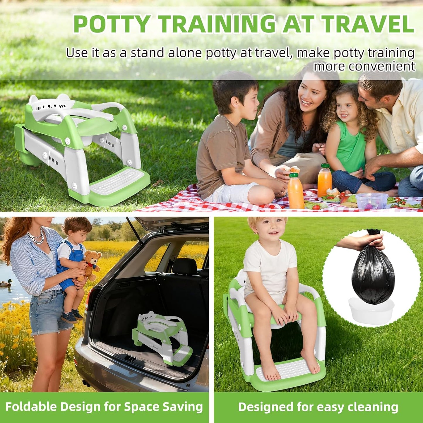 Potty Training Seat, Upgrade Toddler Toilet Seat for Kids Boys Girls, 3 in 1 Potty Training Toilet with Step Stool Ladder-Non Slip Foldable (Purple+Pink)