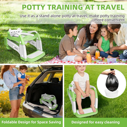 Potty Training Seat, Upgrade Toddler Toilet Seat for Kids Boys Girls, 3 in 1 Potty Training Toilet with Step Stool Ladder-Non Slip Foldable (Purple+Pink)