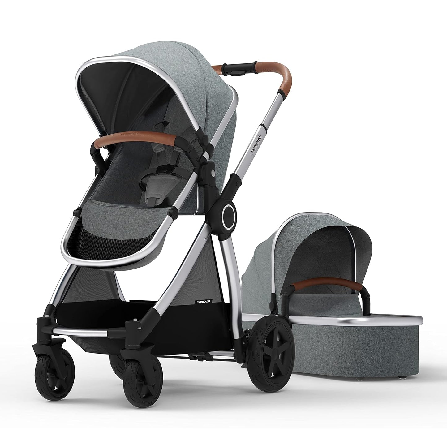 Mompush Ultimate2 Baby Stroller, Premium Convertible Full-Size Stroller for Toddler, Reversible Seat with One Hand Recline Adjustment, Car Seat Adapter Included