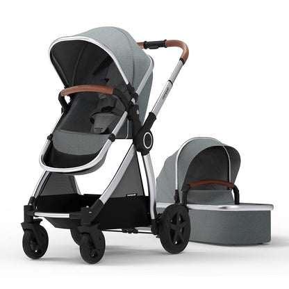 Mompush Ultimate2 Baby Stroller, Premium Convertible Full-Size Stroller for Toddler, Reversible Seat with One Hand Recline Adjustment, Car Seat Adapter Included