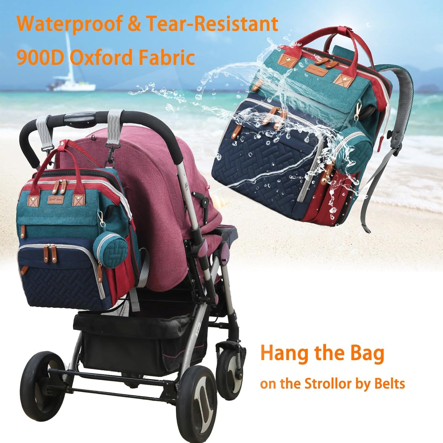 Astro alan Baby Diaper Bag with Changing Station, Waterproof Diaper Bag Backpack for Moms Dads with USB Charging Port, Baby Shower Gifts, Large Capacity diaper backpack, Grey