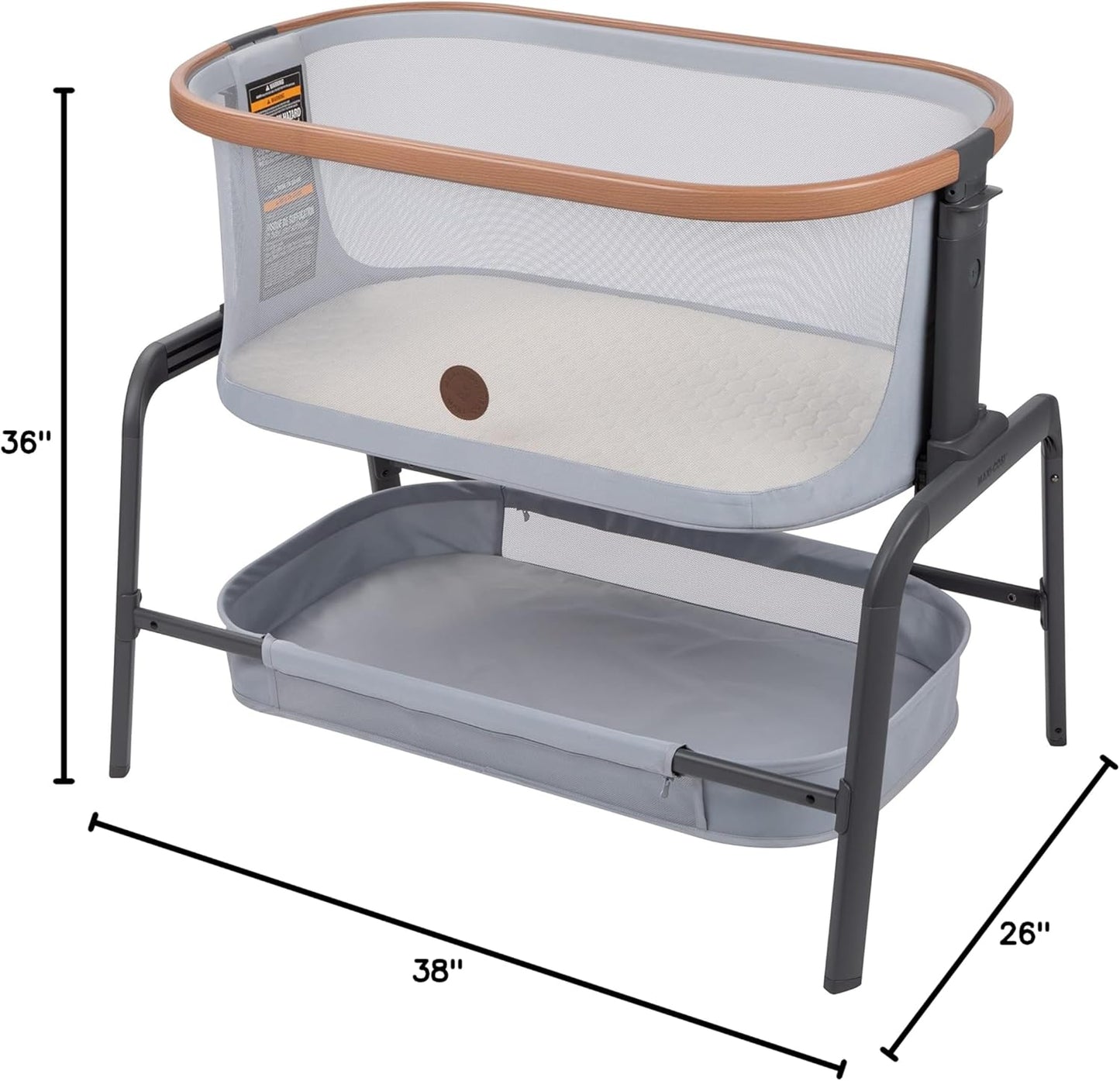 Maxi-Cosi Iora Baby Bassinets Bedside Sleeper, Portable Bassinet, Infant Bedside Sleeper Crib, Height Adjustable, Breathable Mesh, Large Storage Basket, Truffle
