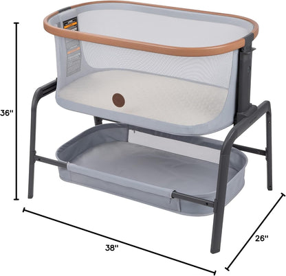 Maxi-Cosi Iora Baby Bassinets Bedside Sleeper, Portable Bassinet, Infant Bedside Sleeper Crib, Height Adjustable, Breathable Mesh, Large Storage Basket, Truffle