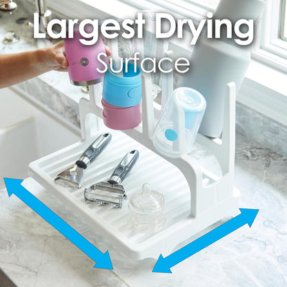 PopYum Seattle Gray Space Saving Drying Rack Made from 100% Recycled Bottles, Countertop for Baby Bottle, Plastic Bags, Cups, Glass, Tumblers, Compact