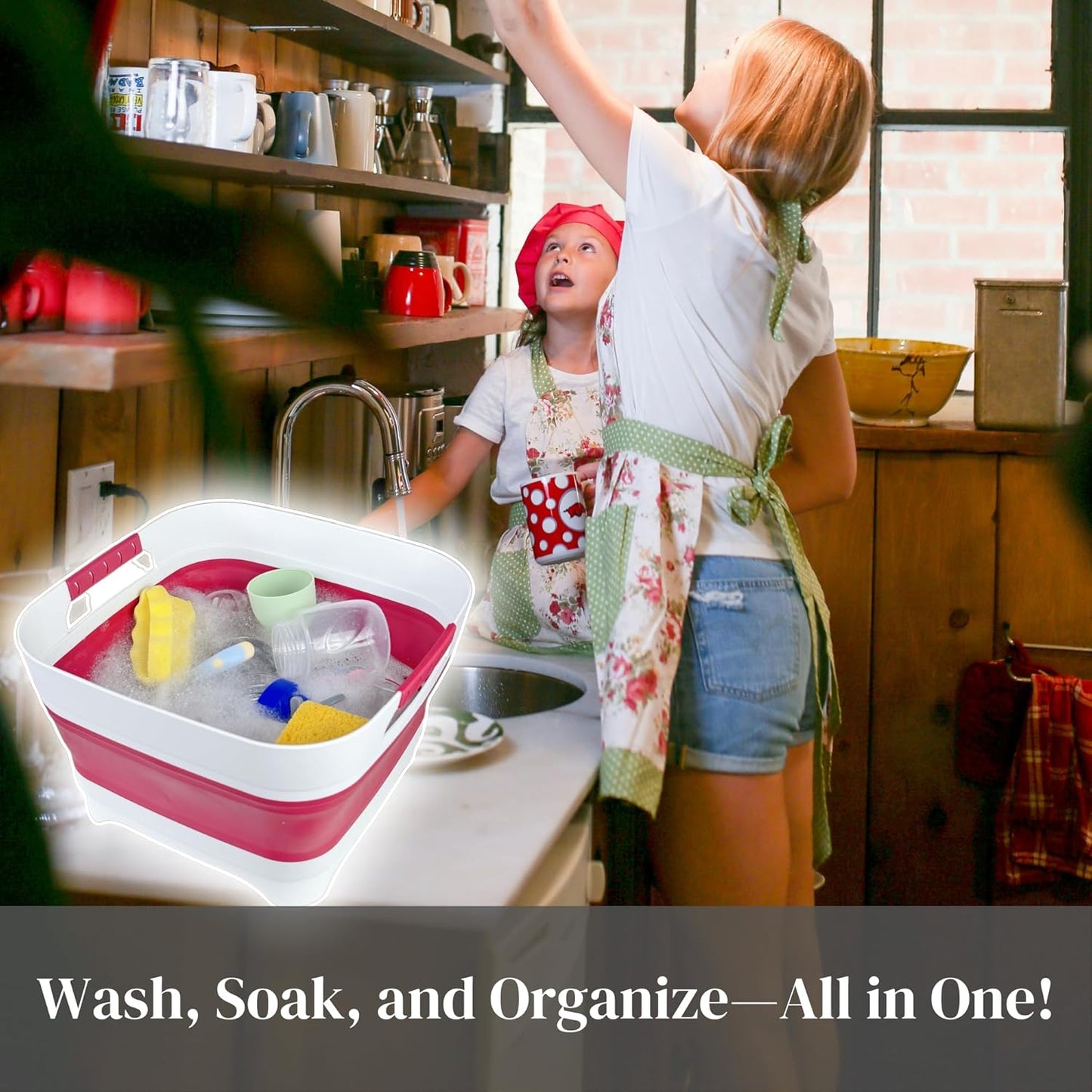 GIMWA 2.6 Gal(10L) Collapsible Wash Basin for Baby Bottles, Gray Space-Saving Collapsible Dish Basin with Drain Plug for bottle washing, Collapsible Bucket for RV Kitchen Essentials