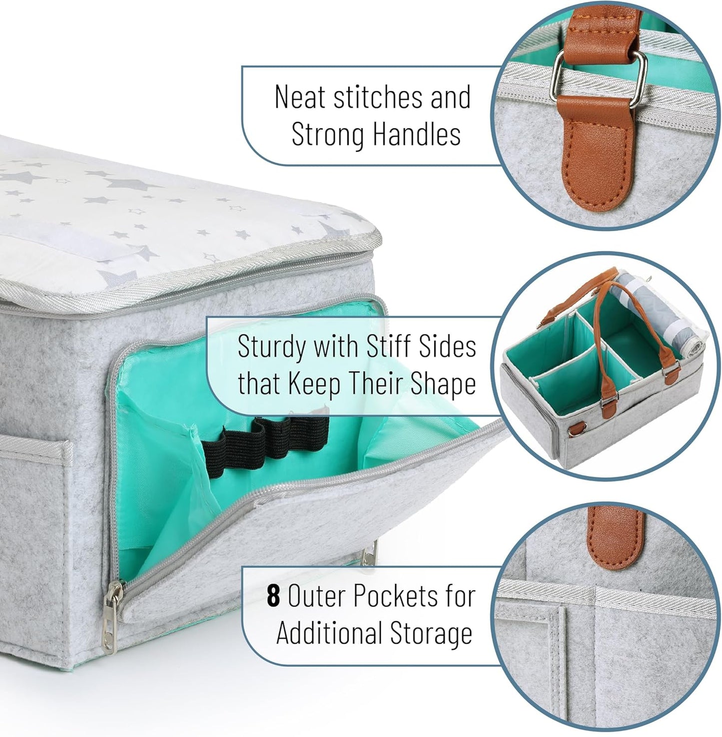 Mr. Pen- Baby Diaper Caddy Organizer with Lid, Baby Organizer, Diaper Caddy with Lid