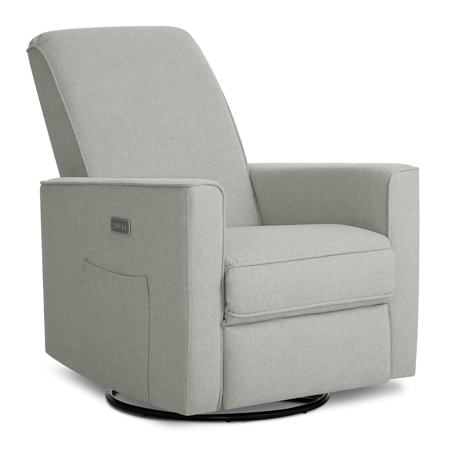 Evolur Harlow Upholstered Power Glider Recliner with USB Charging – Rocking & 275° Swivel with Smooth Glide – Greenguard Gold & FSC Certified – Modern Nursery and Living Room Chair in Light Sand