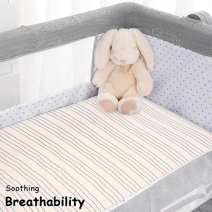 Yoofoss Bassinet Sheets for Baby,3-Pack Fitted Bassinet Sheets Set Compatible with Halo Bassinest Swivel Sleeper,Baby Delight,Angelbliss,Soft Breathable Bassinet Mattress Sheets (Brown+Animals)