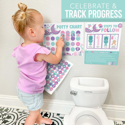 Hadley Designs Potty Training Chart for Toddlers Girls -10 Sticker Potty Chart for Toddlers Girls, 8.5x11" Potty Training Sticker Charts for Toilet Success, Unicorn Toddler Reward Chart for Kids