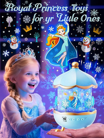 Frozen Toys, 15 Music+16 Films+315 Colors Night Light for Kids, 360°+Remote+Cordless Star Projector for Kids Night Light Projector, Princess Toys for Girls Room Decor, Princess Gifts Frozen Gifts