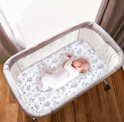 100% Organic Cotton 2 Pk Bedside Sleeper Bassinet Fitted Mattress Sheets Perfectly Compatible with Mika Micky, Baby Delight, Ronbei, Chicco, Cloud Baby, AMKE, Angelbliss, Arm's Reach. Cloud, Stripe