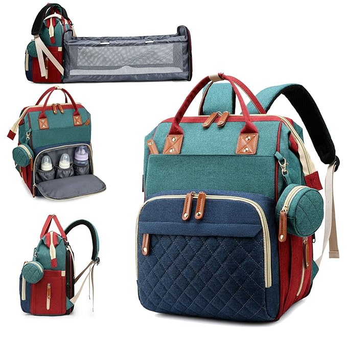 Awanhe Diaper Bag, Backpack with Changing Station, Waterproof Baby Bag for Boys & Girls, USB Charging Port for Parents, Travel Backpack Baby Essentials & Lovely Baby Shower Gifts, RGB