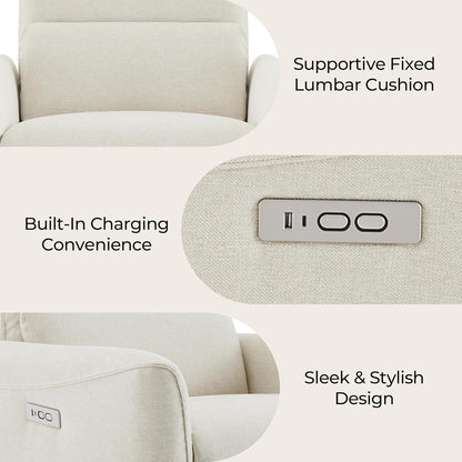 CHITA Power Recliner Chair Swivel Glider, FSC Certified Upholstered Living Room Nursery Reclining Sofa Chair with Lumbar Support, Linen