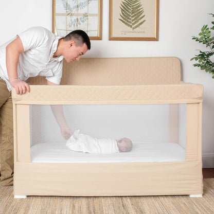 Baby Delight Lunaire Full Size Crib | Breathable Mesh Baby Crib | Tool-Free Assembly Baby Bed | Charcoal Tweed