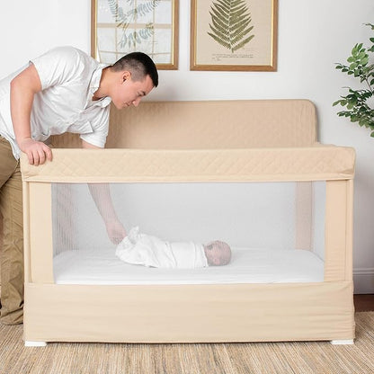 Baby Delight Lunaire Full Size Crib | Breathable Mesh Baby Crib | Tool-Free Assembly Baby Bed | 100% GOTS Certified Organic Cotton Fabric | Organic Oat
