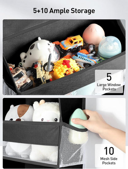 Yecaye 1 Pack Over the Door Organizer, 35.2lbs Load Toy Stuffed Animal Storage, Swing-proof Hanging Bathroom Organizers and Storage for Nursery Newborn Baby Essential Stuff Dorm Room Essentials