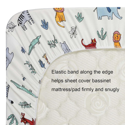 Onacosht Stretchy Bassinet Sheets 33" x 19" Compatible with Mika Micky, KoolaBaby (3 in 1), BabyBond, HARPPA and RICUTON Bedside Bassinet, 3 Pack for Baby Boy and Girl, Pink Floral