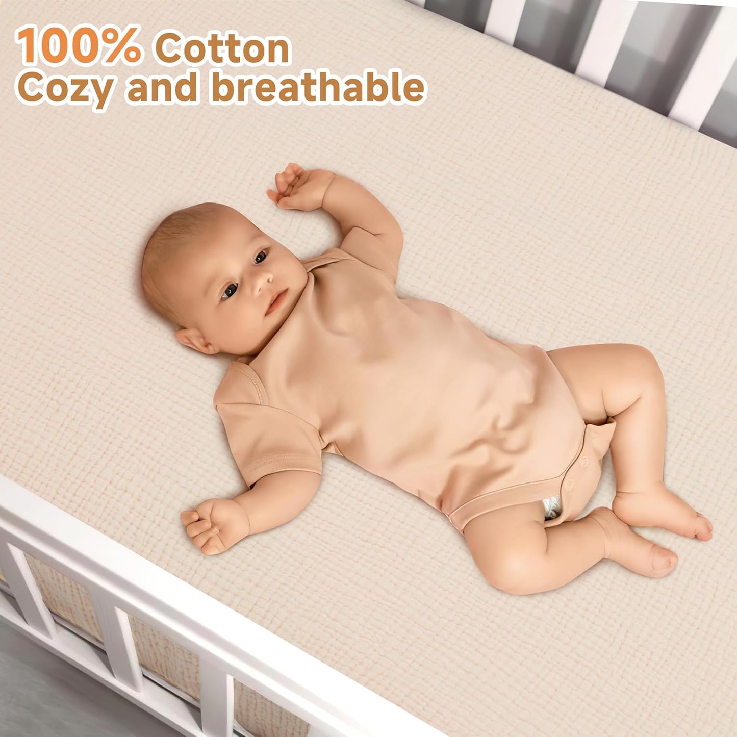 Muslin Bassinet Sheet Compatible with Maxi-COSI Iora & Iora Air Bedside Sleeper - 100% Cotton Rectangular Mattress Pad Cover (33"x20"), Breathable & Soft, Boho (1 Pack Blue)