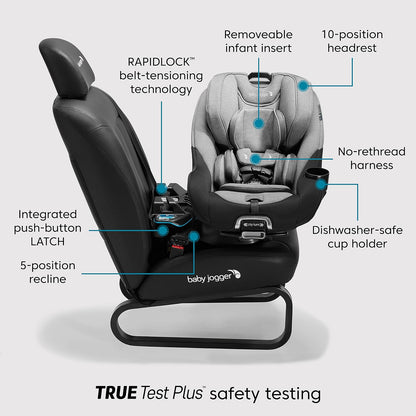 Baby Jogger® City Turn Rotating Car Seat with 180-Degree Turn, Lightweight Convertible Car Seat, Rear Facing to Forward Facing, COOLMAX Fabric, Amazon Exclusive Pike Fashion