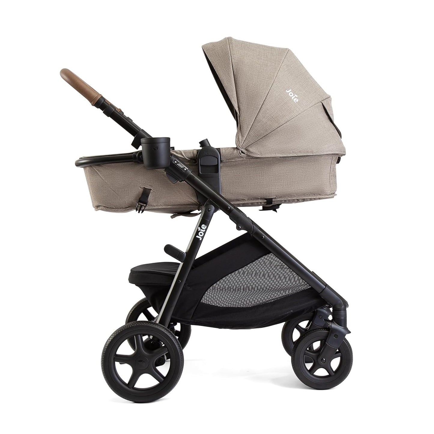 Joie Ginger 4-in-1 Convertible Pramette and Stroller with A Deep Recline, Height Adjustable seat, All-Terrain Wheels, Extra Storage – for Newborns and Toddlers (Shale Dark)