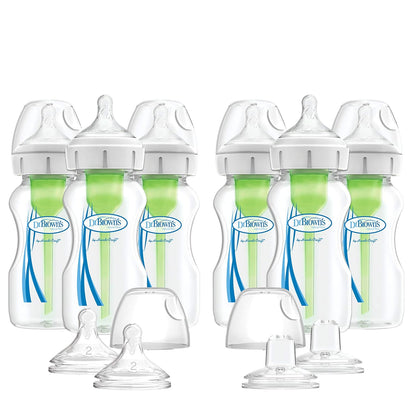 Dr. Brown’s Natural Flow® Anti-Colic Options+™ Wide-Neck Baby Bottles 5 oz/150 mL, with Level 1 Slow Flow Nipple, 4 Pack, 0m+