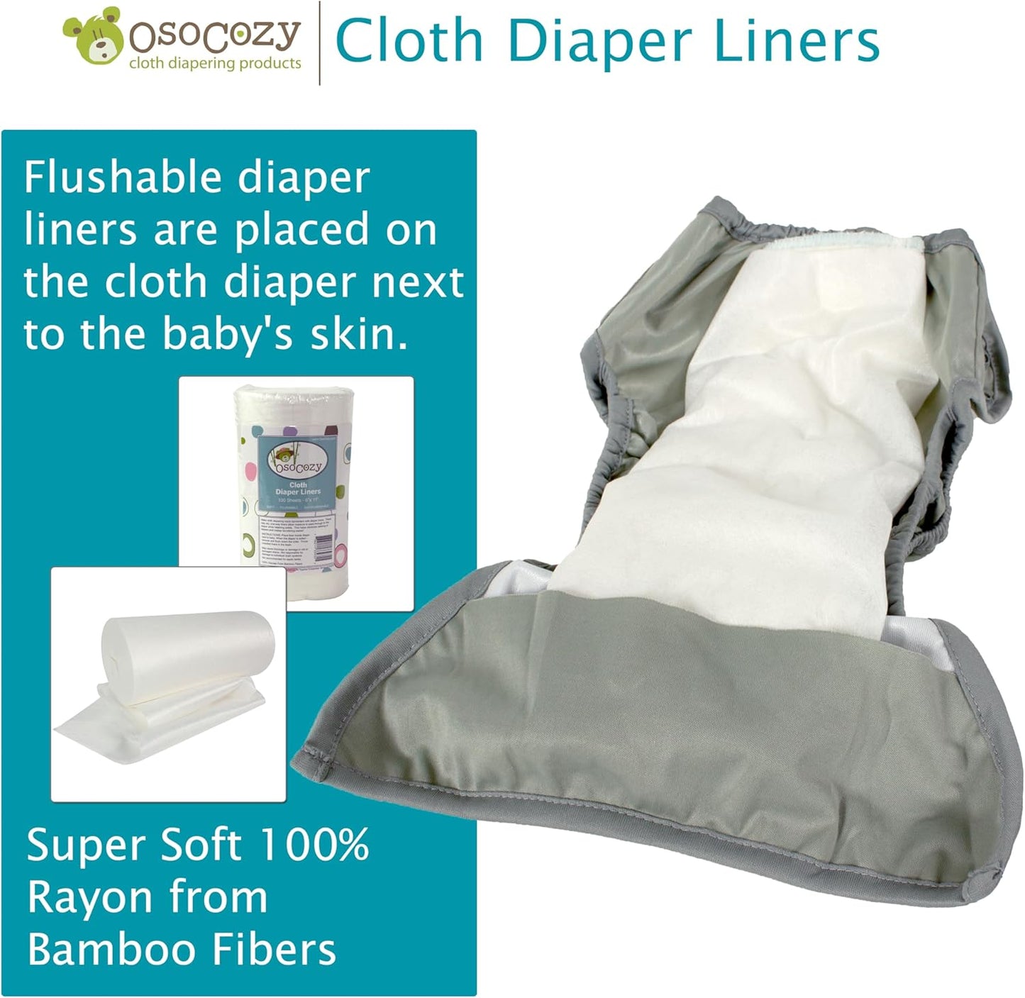 OsoCozy Flushable Diaper Liners - Make Cloth Diapering Convenient with Easy, Quick, Cloth Diaper Liners - Super Soft and Gentle on Baby’s Skin