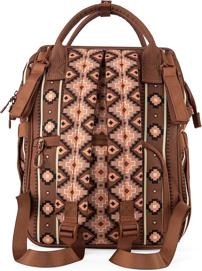 Wrangler Aztec Backpack Organized Daypack Travel Baby Bag with Stroller Strap and Side Bottle Pockets WG2204-9110CM