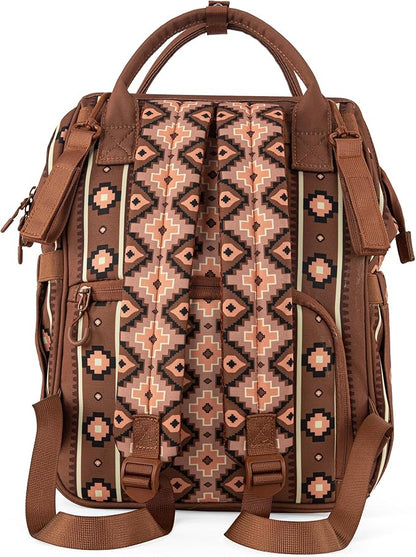 Wrangler Aztec Backpack Organized Daypack Travel Baby Bag with Stroller Strap and Side Bottle Pockets WG2204-9110CM