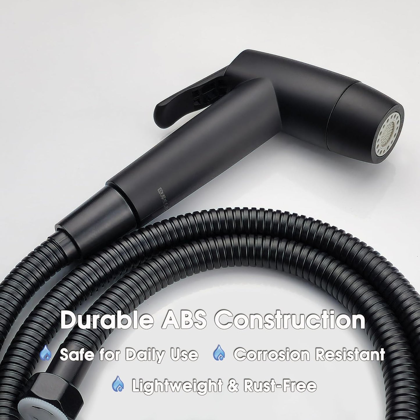 Handheld Bidet Sprayer for Toilet, Dual Spray Modes with Lockable Push Button, High Pressure Bathroom Sprayer, No-Drill Toilet Tank Mount, Stainless Steel Hose Set, Black Finish