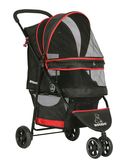 ROODO Escort 3 Wheel Dog Cat Pet Stroller for Small/Medium Dogs Cats Best Lightweight Foldable Portable Compact Jogger All Terrain Travel Pet Gear System Puppy Doggie Bunny Kitty Stroller(Grey)