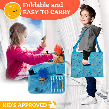PILLANI Kids Travel Tray for Car Seat - Carseat Tray w/ iPad Holder & Dry Erase Board, Road Trip Activities - Toddler Lap Desk Organizer for Airplane - Roadtrip & Travel Essentials - Pack of 2, Pink
