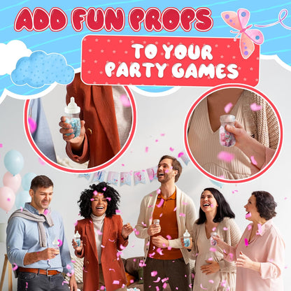 24 Pcs Small Bottles for Mom to Be Party – Clear Fillable Milk-Shaped Containers for Candy, Figurines, Coins, Trinkets – Durable Plastic Decoration for Shower Party Сelebration, Events, Fun Activities