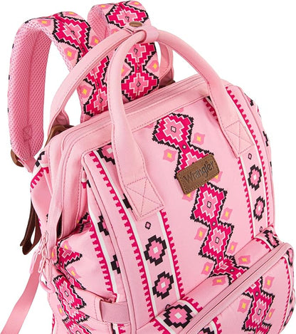 Montana West Wrangler Diaper Bag Backpack Aztec Travel Backpack Purses Western Multi-Function Baby Bags for Mom with Waterproof Insulated Pockets
