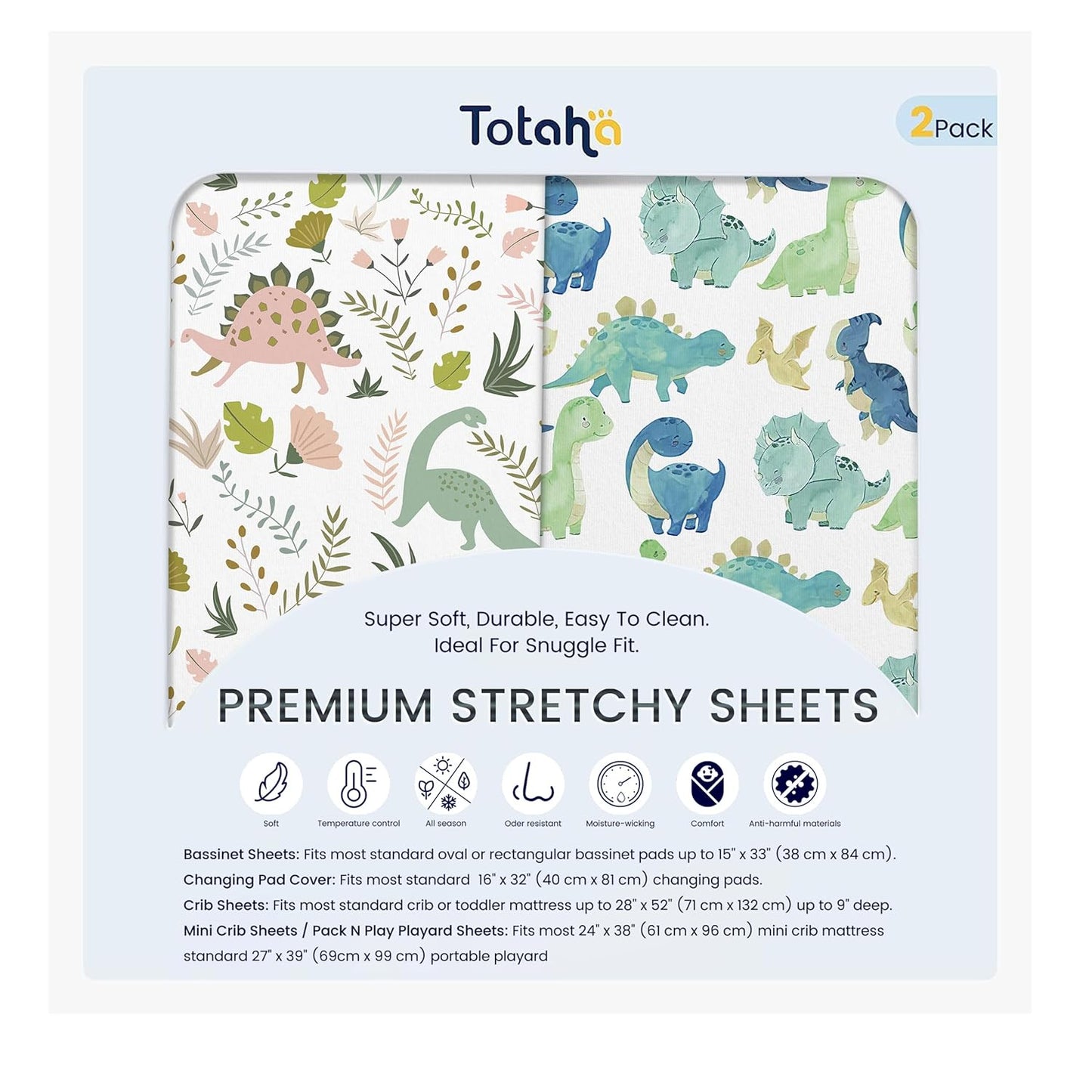 TotAha Premium Stretchy Bassinet Sheets for Baby Girl, Silky Comfort Cradle Sheets Fitted 18 x 36 for Oval, Rectangular, Hourglass Mattress, Hypoallergenic, Buttery Soft 2-Pack (Floral & Pale Pink)
