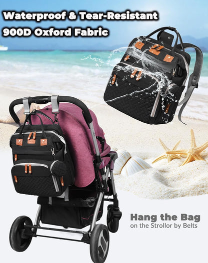 Astro alan Baby Diaper Bag with Changing Station, Waterproof Diaper Bag Backpack for Moms Dads with USB Charging Port, Baby Shower Gifts, Large Capacity diaper backpack, Grey