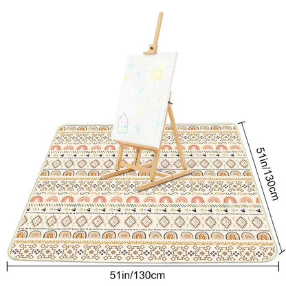 Basumee Splat Mat High Chair Mat Waterproof Baby Play Splat Mat for Under High Chair Food Catcher Highchair Mat for Floor Non Slip Bottom, Pink Rainbow, 46x42 Inches
