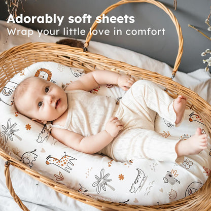 Baby Bedside Bassinet Sheets Girl, 33”x20” Compatible with Baby Delight Dream On Me & Most Rectangle Bedside Sleeper Bassinet Mattress, Super Soft Microfiber Pink Butterfly Flower