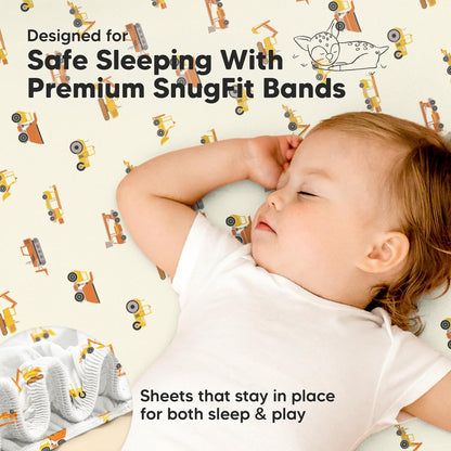 2-Pack Waterproof Pack and Play Sheets, Mini Crib Sheets Fitted for Boy, Girl - 38 x 26 Viscose from Bamboo Pack N Play Mattress Sheets for Graco, Toddler Playard Baby Crib Sheets Neutral (Blue Flax) - Colors A