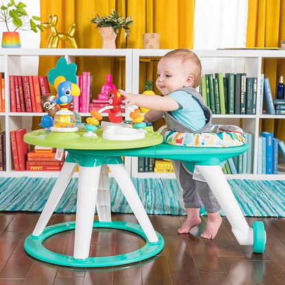 Bright Starts Around We Go 2-in-1 Baby Walker, Discovery Activity Center and Table, Tropic Cool, Ages 6 Months+