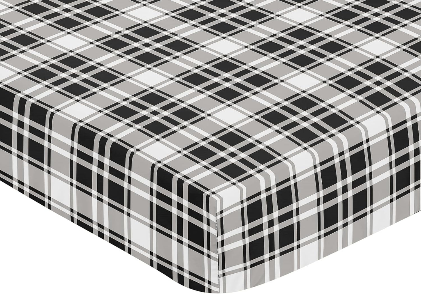 Sweet Jojo Designs 2-Piece Baby Bassinet Sheets Set (Black/White Gingham Checkered Plaid) for Boy/Girl, Infant Newborn Nursery, Oval, Rectangle & Hourglass Mattress (Solid Onyx & Classic Checkerboard)