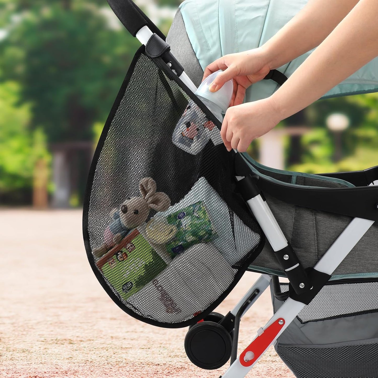 Accmor Universal Stroller Organizer, Side Sling Stroller Organizer, Mesh Cargo Net Stroller Storage Caddy, Stroller Bag Accessories Fits for Uppababy, Nuna, Baby Jogger, Britax, Doona Strollers