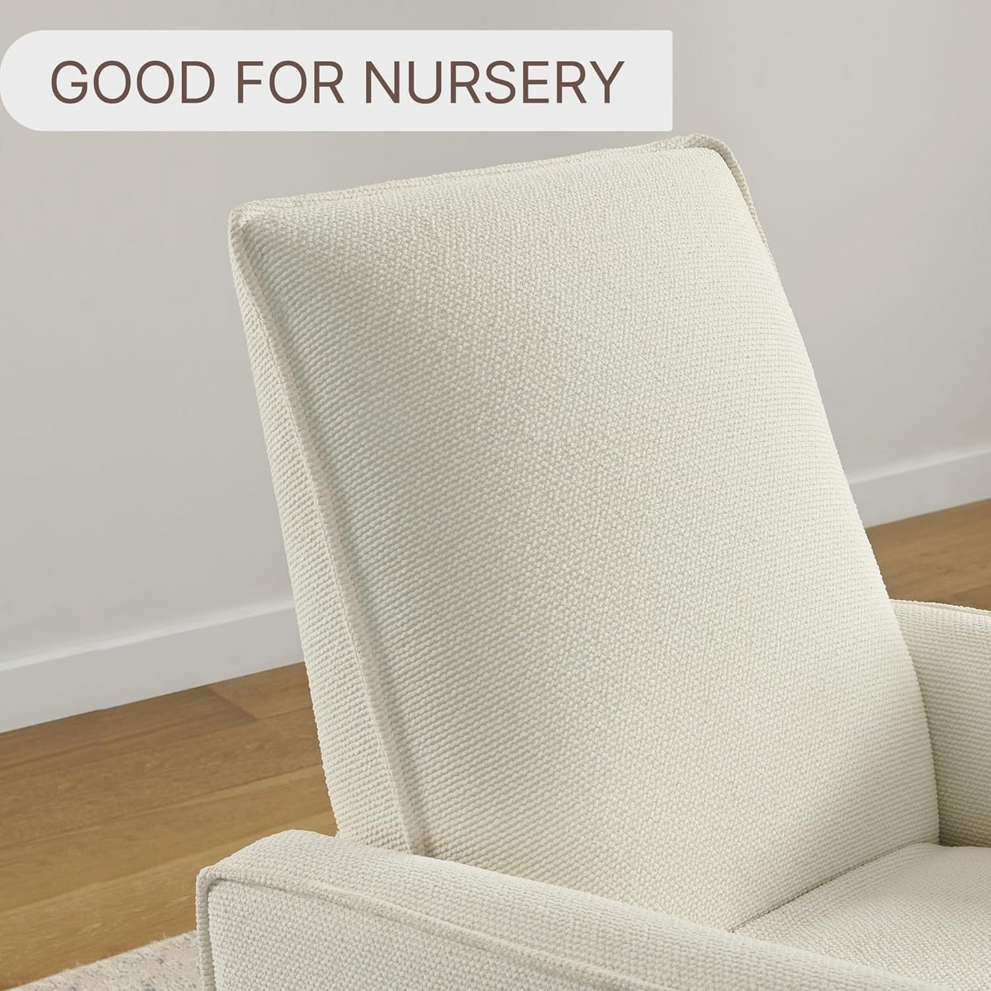 KISLOT Upholstered Recliner Swivel Glider Nursery Chair Reclining Performance Fabric Rocker with Wood Base,Boucle,Moss Green
