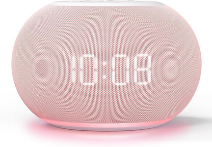 Reacher Auto-Dimmable Alarm Clock White Noise Machine with Night Light, 20 Soothing Sounds, Sleep Timer, Fabric LED Display, Precise Volume Control, Small Sound Machine for Nursery, Baby