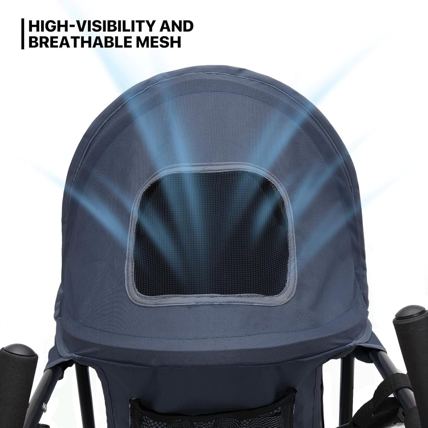 MoNiBloom 4 Wheels Pet Stroller, Easy-Fold Puppy Cage Jogger Stroller with Sun Cover, Pad and Rear Storage Bag, Breathable and Visible Mesh for Small/Medium Pets up to 22 lbs, Black