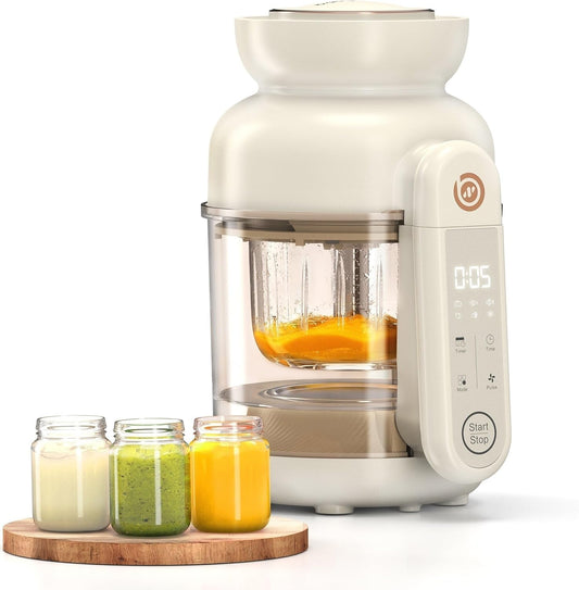 Auto Baby Food Maker, Glass Baby Food Mill, Baby Blender & Steamer and Puree Maker with Auto Cooking, Easy Cleaning, Touch Screen, Dishwasher Safe(12oz)