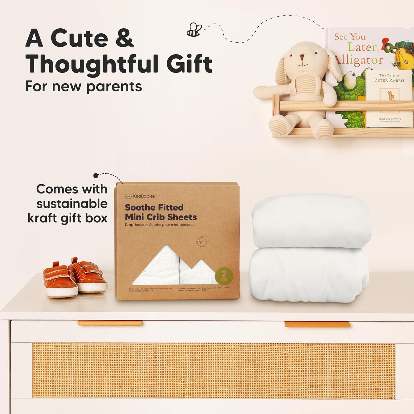 2-Pack Mini Crib Sheets Fitted - 38x26 Pack N Play Sheets for Pack and Play Mattress, Organic Cotton, Soft & Breathable Playard Bedding, Neutral Mini Toddler Bed Cover for Boys, Girls (Dragon Tale)
