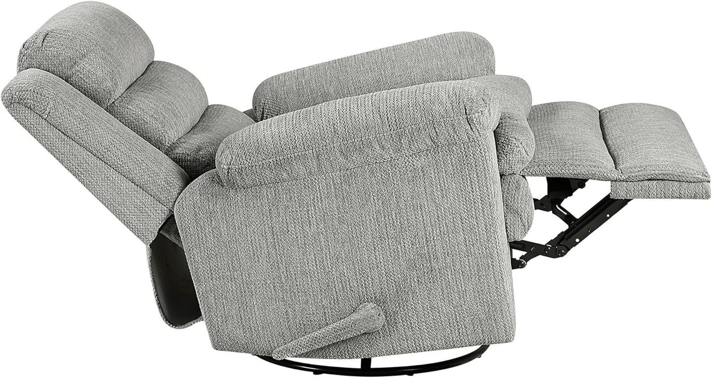 Lexicon Swivel Glider Reclining Chair, Textured Microfiber Manual Recliner, Comfy Nursery Glider Recliner, Swivel Reclining Chair for Living Room/Office/Bedroom/Apartment, Beige