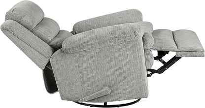Lexicon Swivel Glider Reclining Chair, Textured Microfiber Manual Recliner, Comfy Nursery Glider Recliner, Swivel Reclining Chair for Living Room/Office/Bedroom/Apartment, Beige