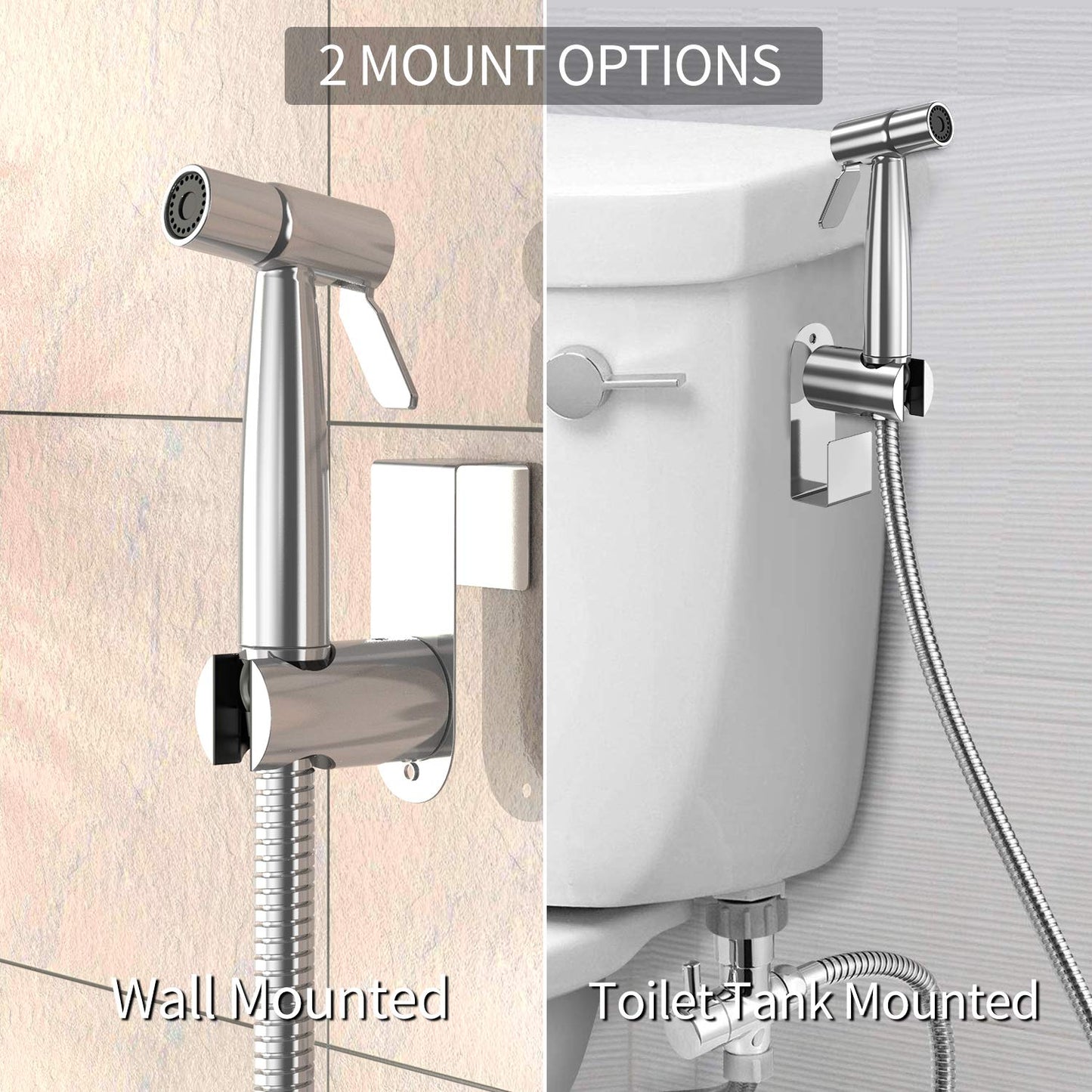 Handheld Bidet Toilet Sprayer, Stainless Steel Bathroom Bidet Sprayer Set with Hose, Baby Cloth Diaper Sprayer, for Feminine Wash, Shower Sprayer for Pet, Wall or Toilet Mount