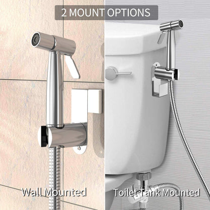 Handheld Bidet Toilet Sprayer, Stainless Steel Bathroom Bidet Sprayer Set with Hose, Baby Cloth Diaper Sprayer, for Feminine Wash, Shower Sprayer for Pet, Wall or Toilet Mount